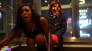 Michael Myers gives milf huge clown cock on Vegas strip
