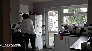 Young British busty babe fucked by two older men with big cocks