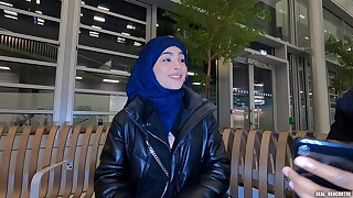Iranian girl Nadja is wearing a hijab and gets anally fucked in the toilet and in a hallway to pay for the plane!!!