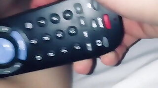 TV remote deep inside pussy
