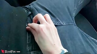 Hot Student Deep Sucking Dick Boyfriend in the Wheels - Cum in Mouth